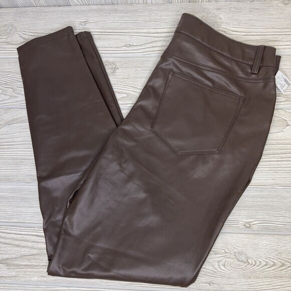 Maurices RTV Perfect Faux Leather Skinny High Rise Pant Women's 16 Reg Brown NWT - Picture 1 of 14